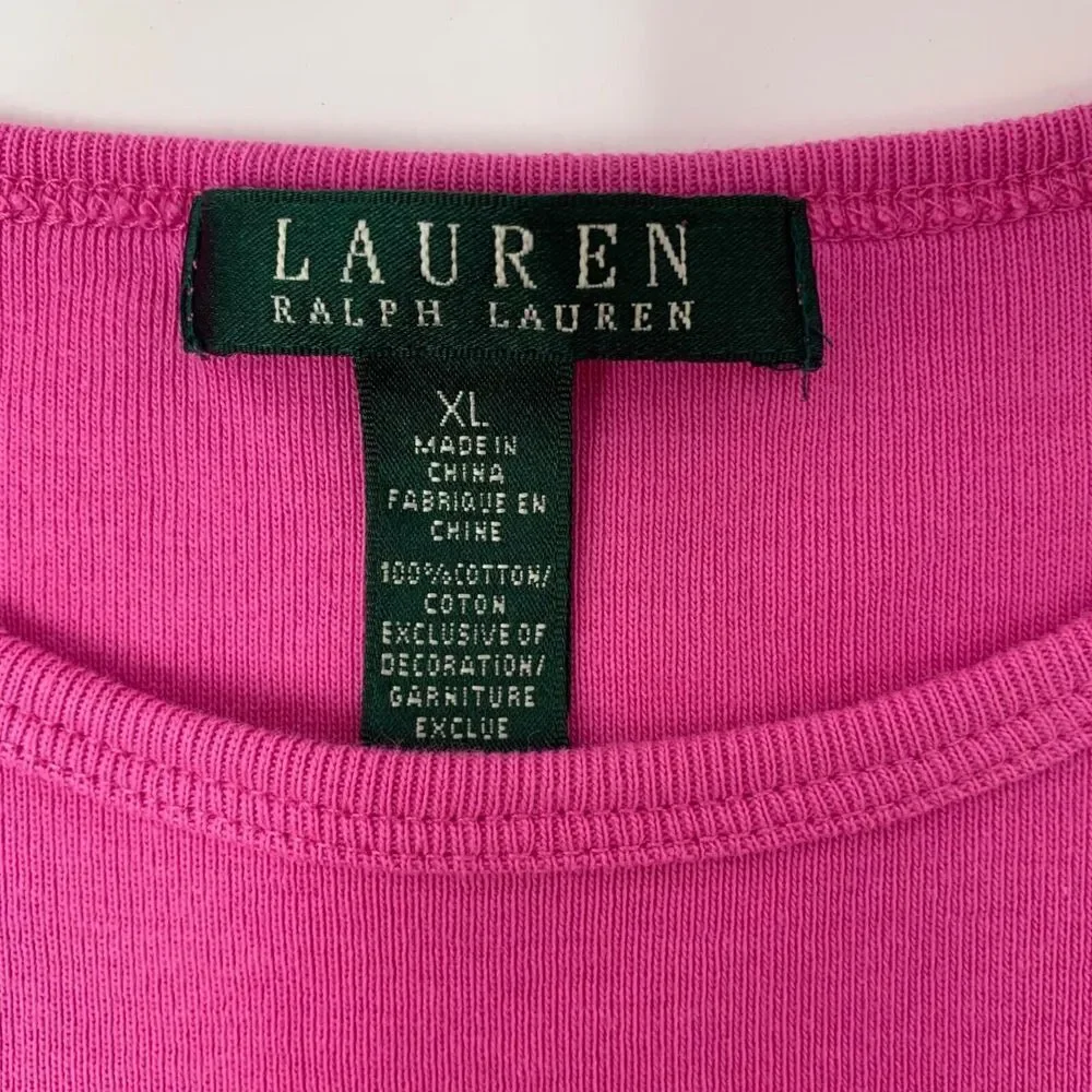 Lauren Ralph Lauren Cotton Pink Crewneck Girl's Pullover Sweater Size XL‎